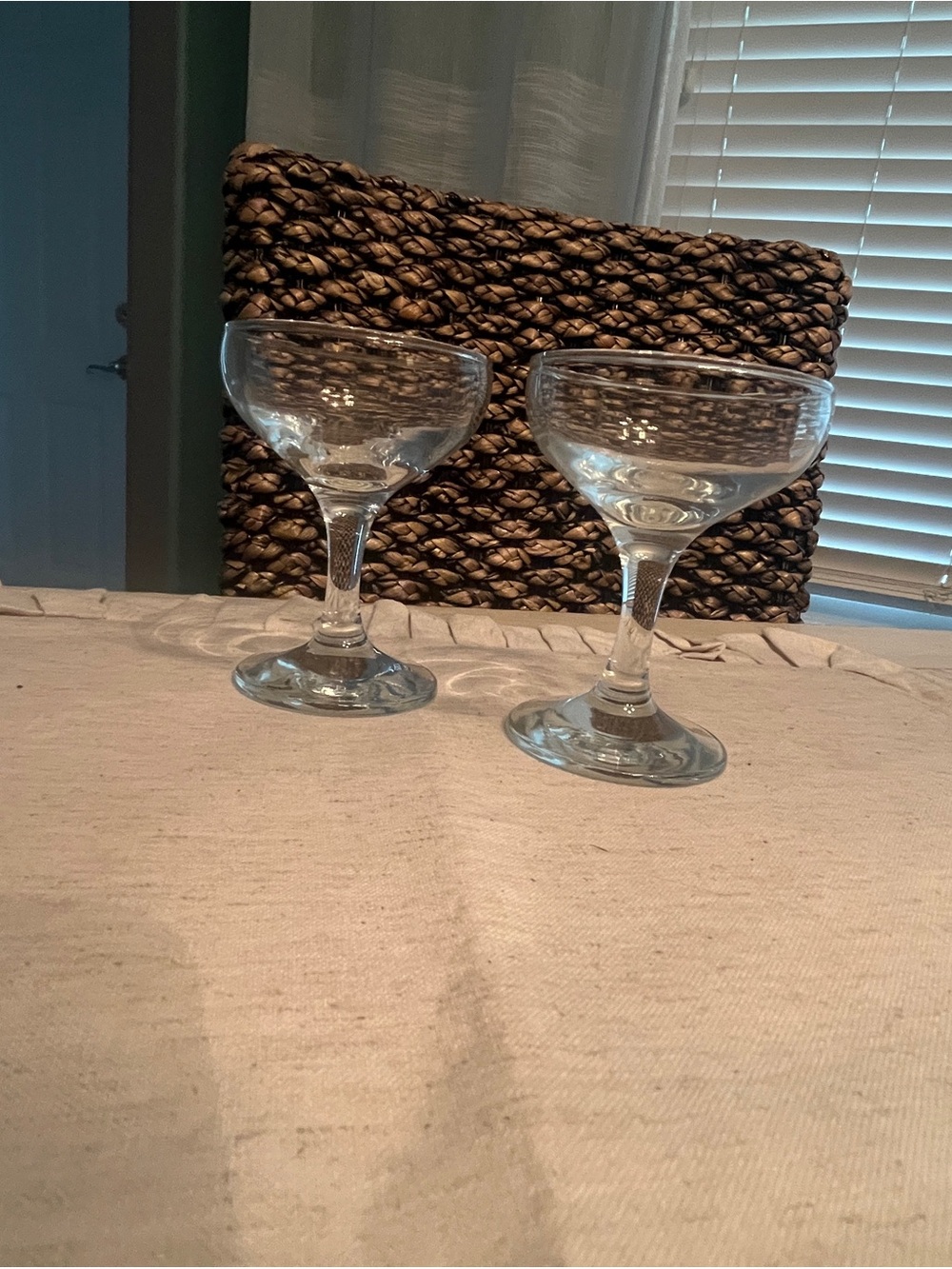Vintage Clear Glass champagne Glasses - Set of 2